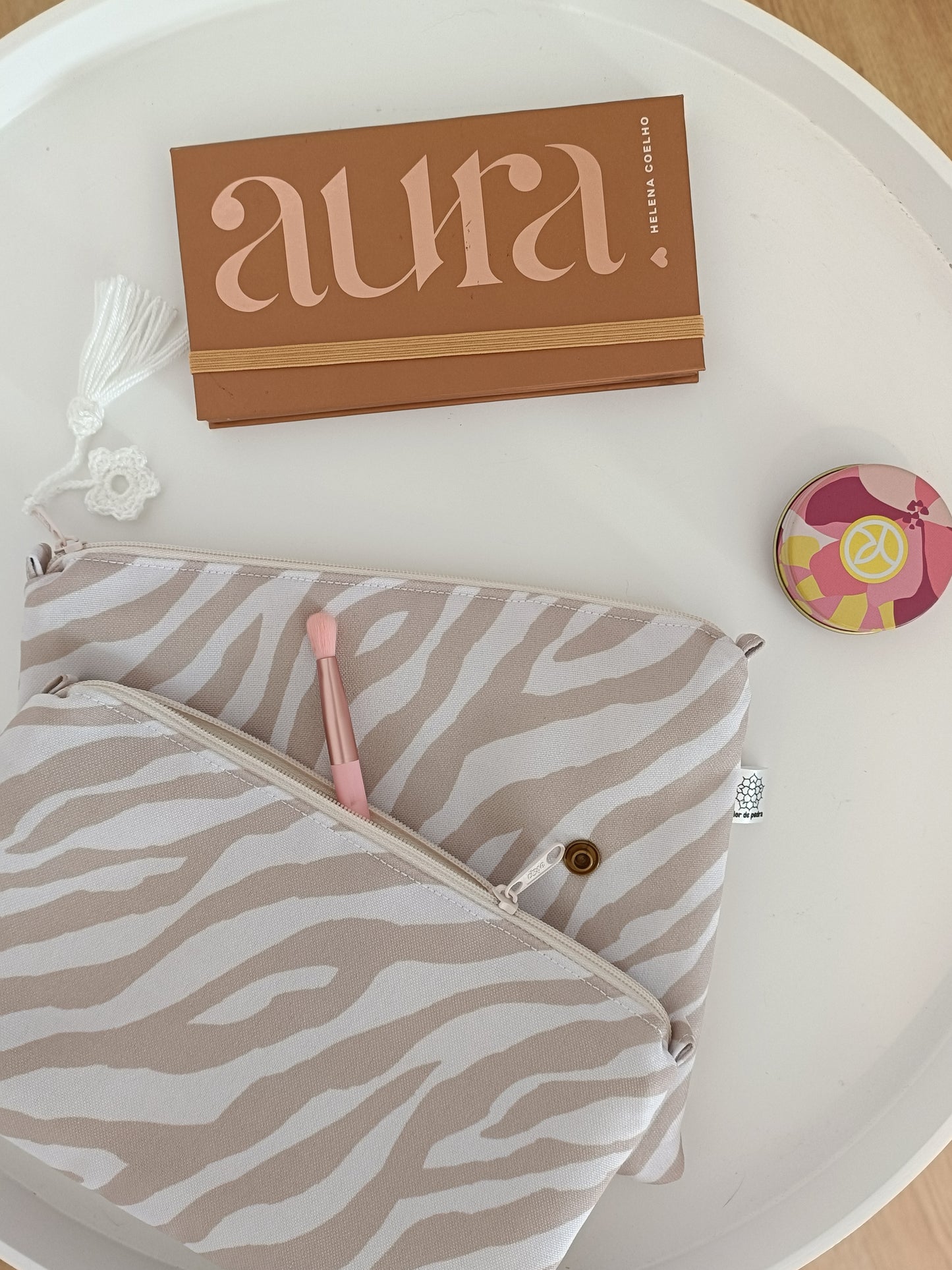 Estojo Duplo Zebra Castanho