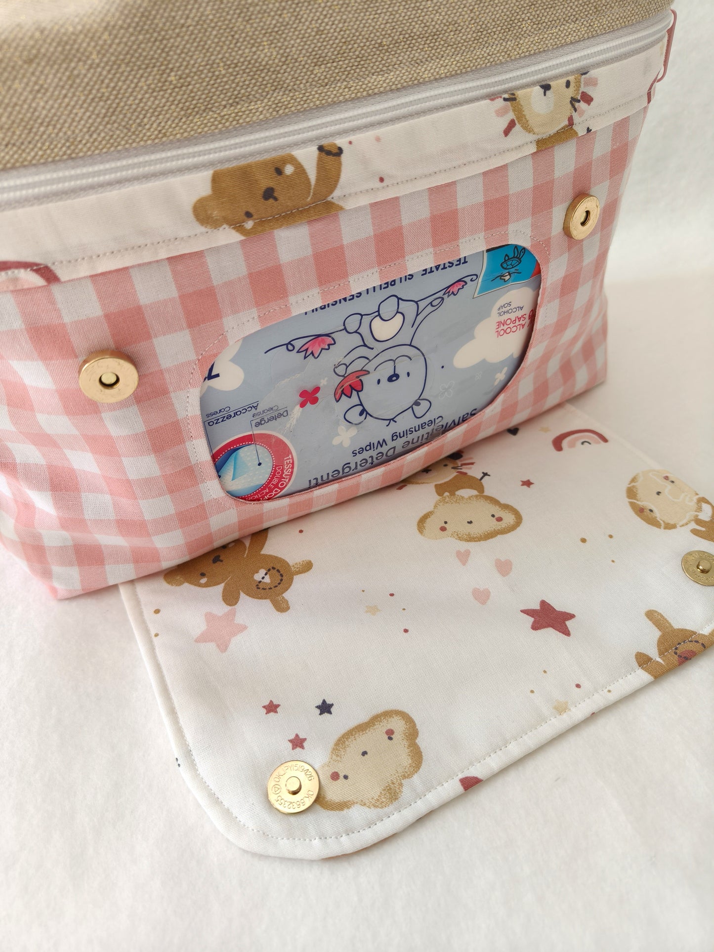 Bolsa Fraldas e Toalhitas Sonho Cor de Rosa