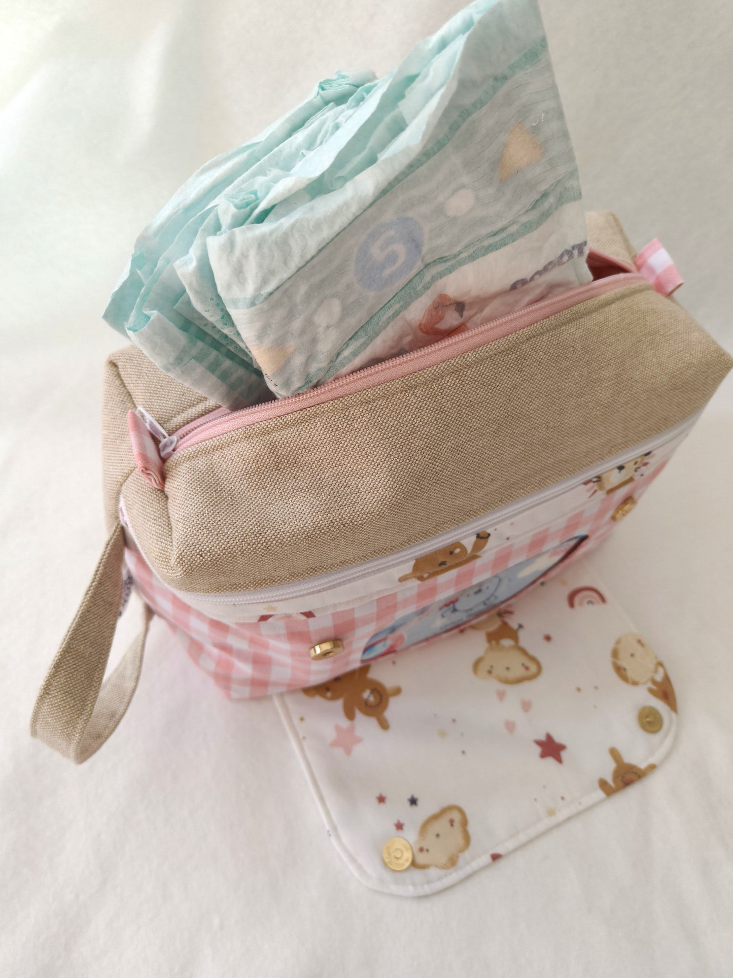 Bolsa Fraldas e Toalhitas Sonho Cor de Rosa