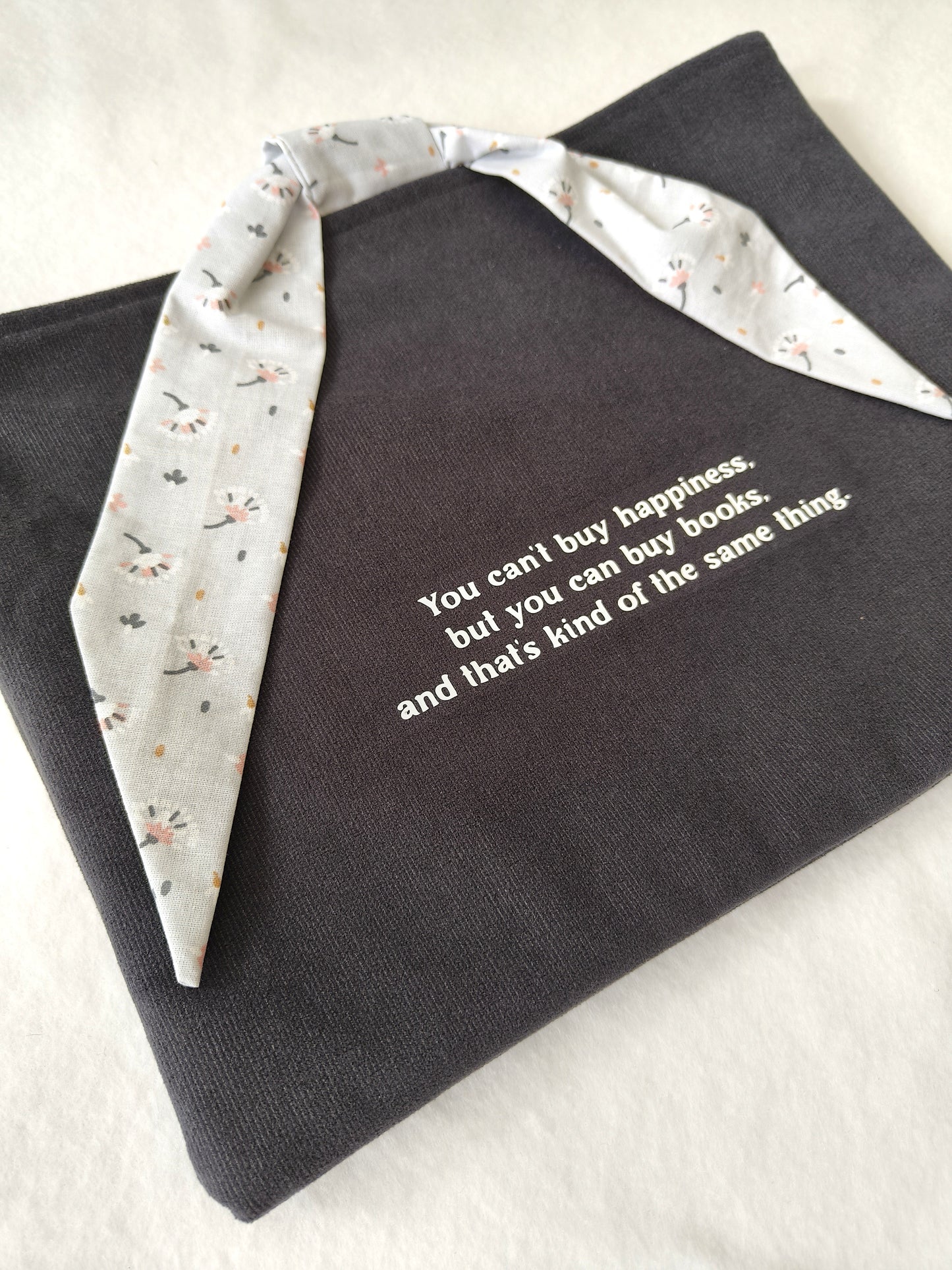 Bolsa Livro M Flor Cinza
