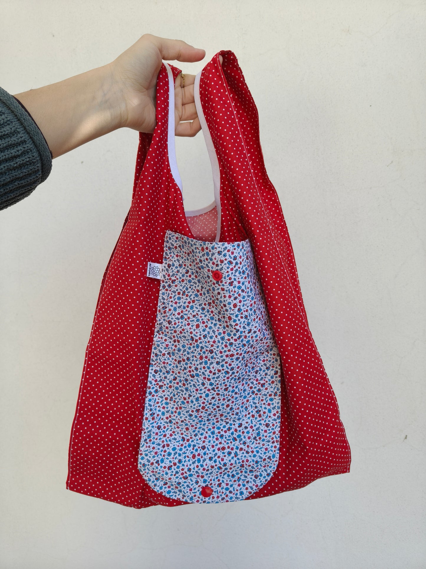 Saco Compras Reutilizável Florinhas Vermelhas