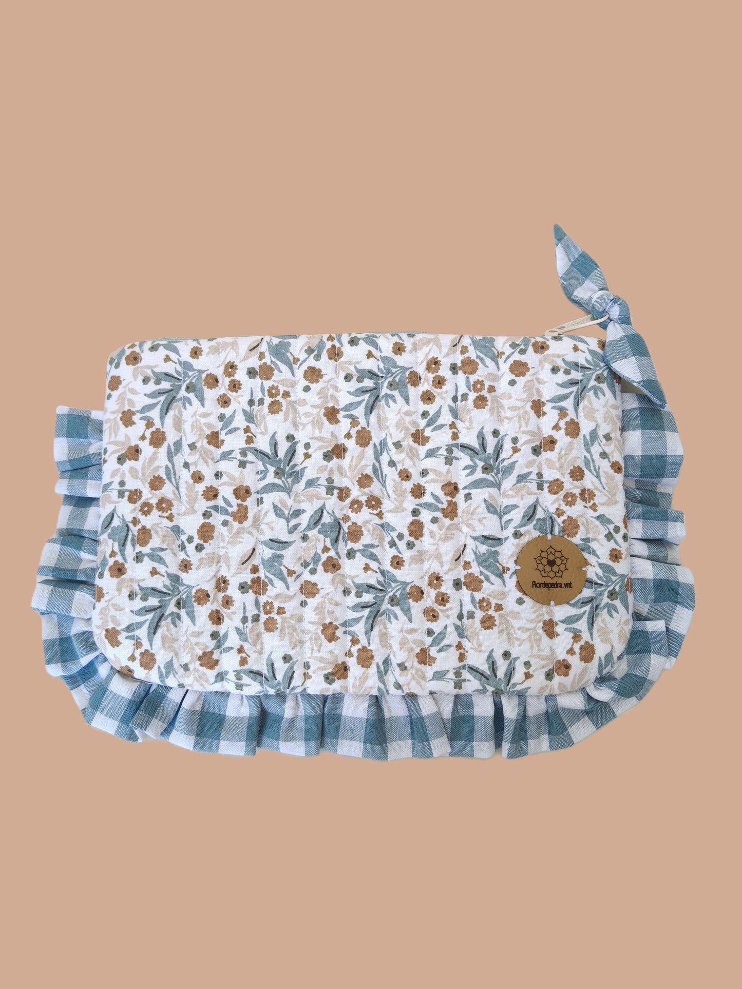 Bolsa Folhos M Flor Azul