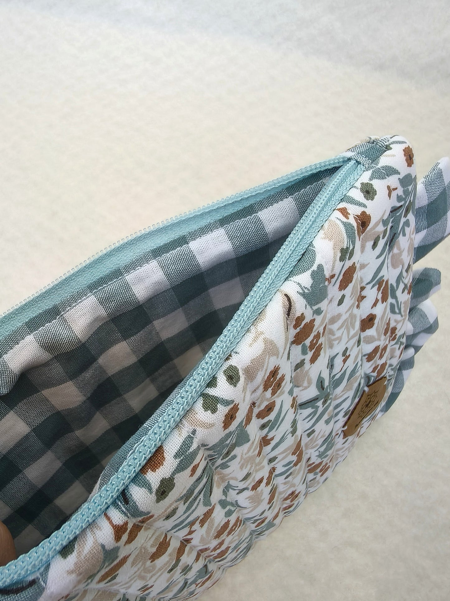 Bolsa Folhos M Flor Azul