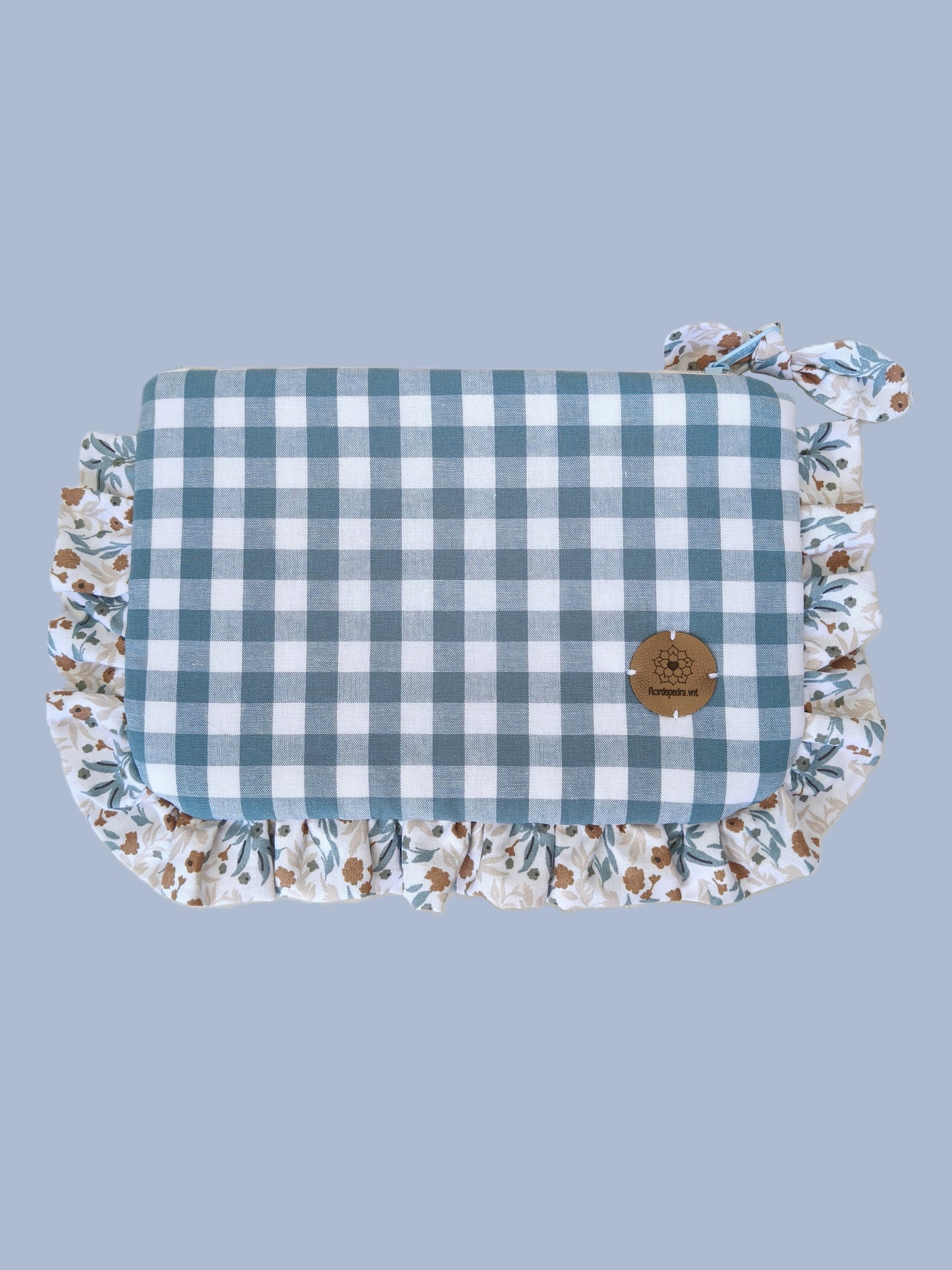 Bolsa Folhos M Flor Azul