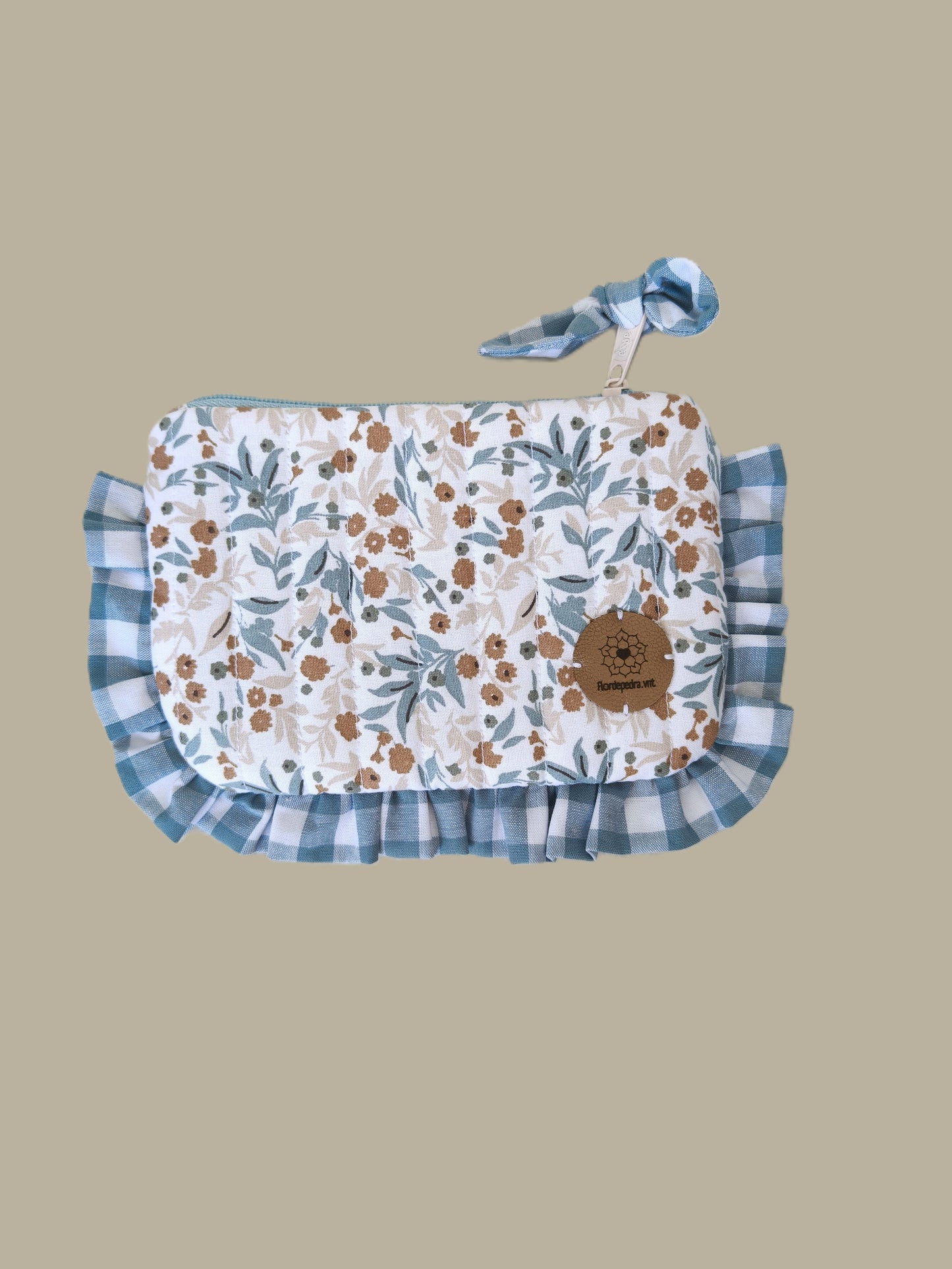 Bolsa Folhos S Flor Azul