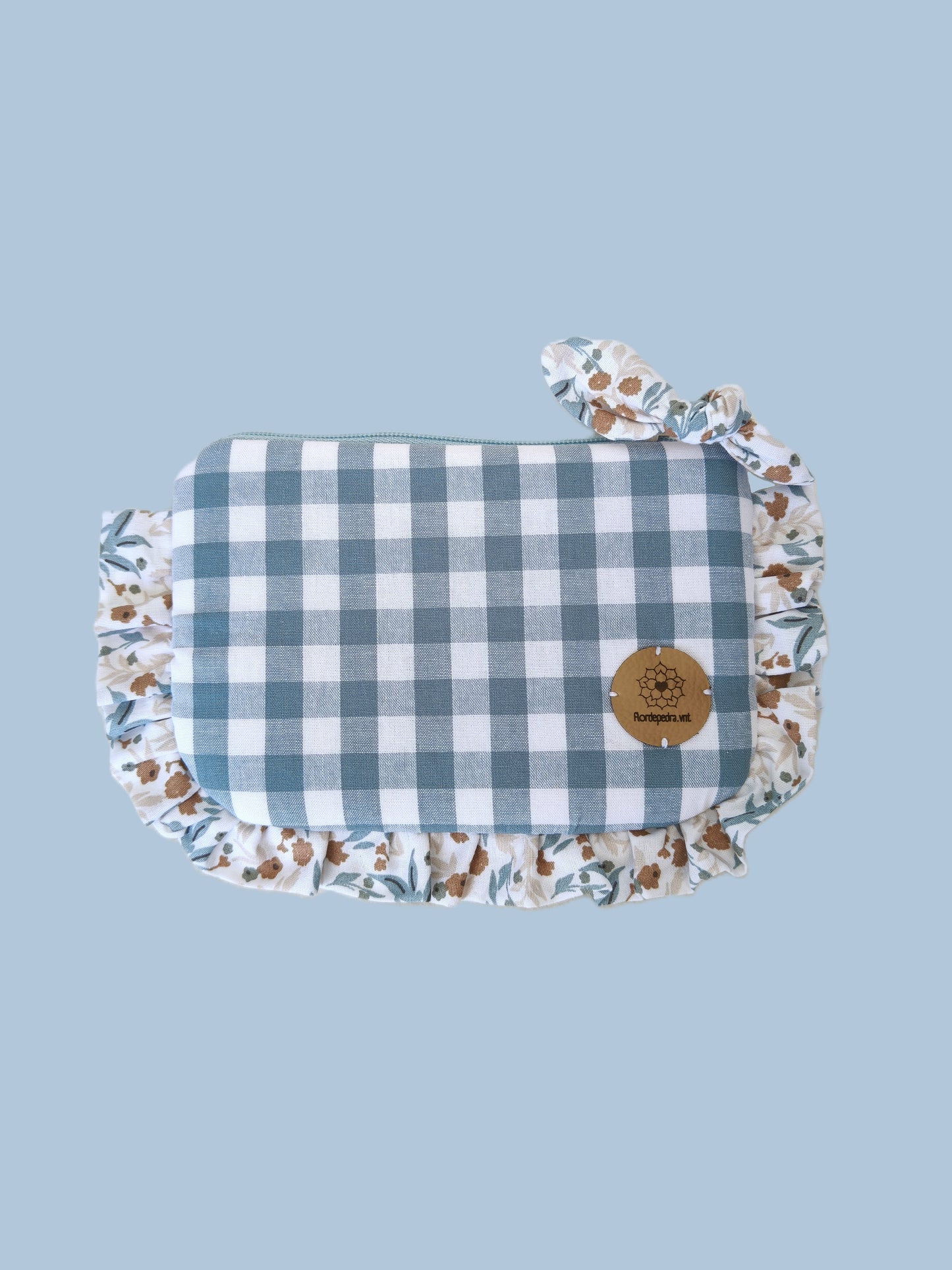 Bolsa Folhos S Flor Azul