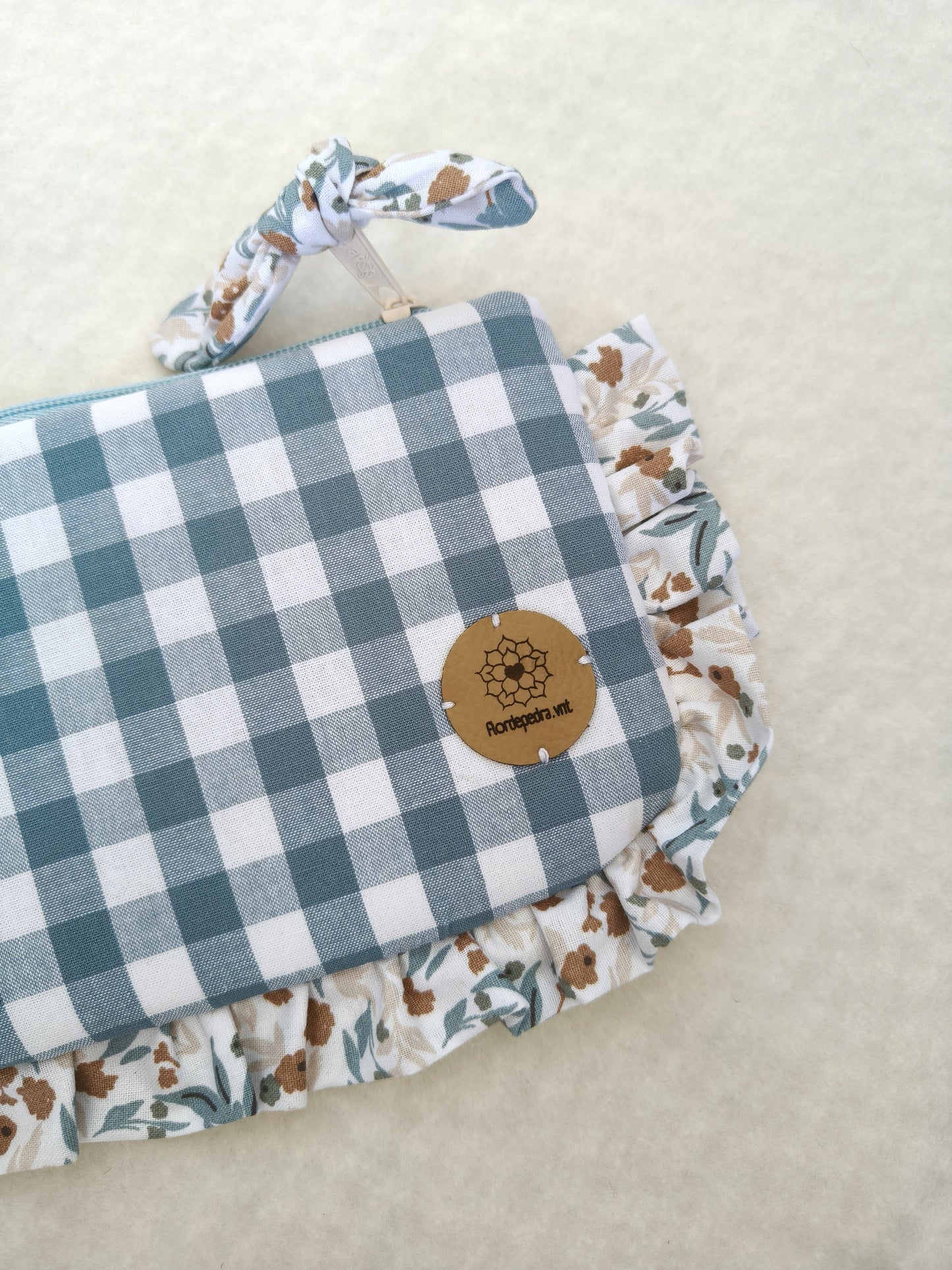 Bolsa Folhos S Flor Azul